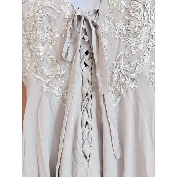 Miss Veil Womens Light Gray Short Sleeve Boat Neck Midi A-Line Dress Size Large - Picture 9 of 11